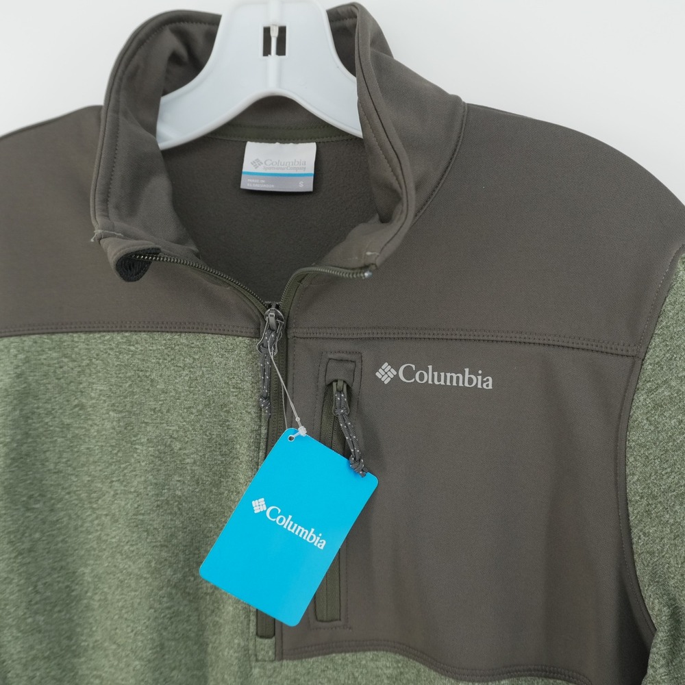 Columbia Harlem Park Hybrid Half Zip Mens Small Green Grey XM0673-303 Pullover